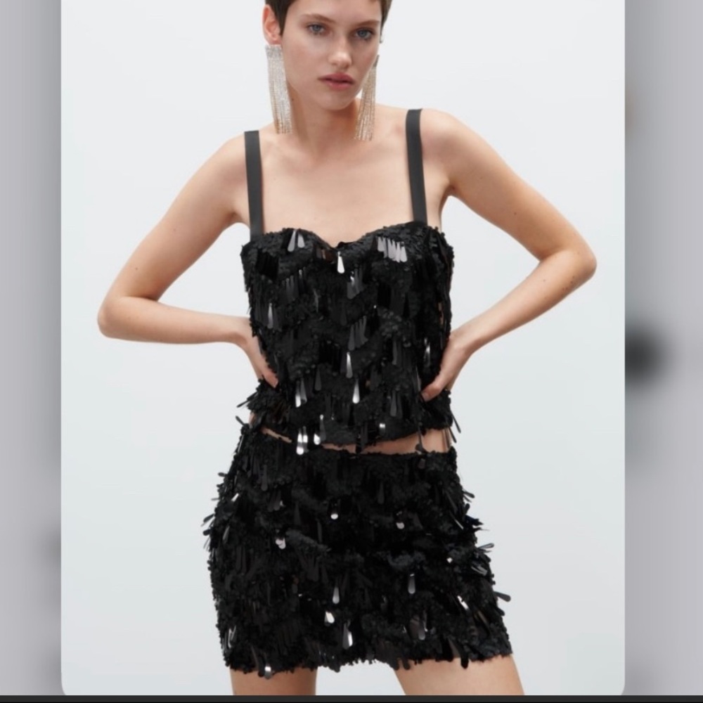 Zara sparkly black mini skirt